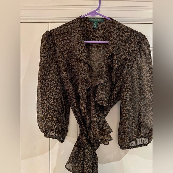 LAUREN Ralph Lauren Blouse With Tie, Size L - Picture 1 of 6